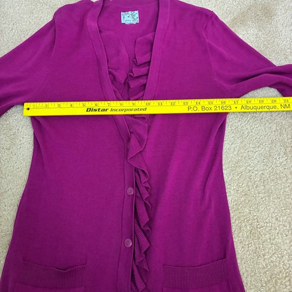 Anthro TABITHA Spilling Ruffle Tunic Cardigan Sweater- Sz M- - Picture 11 of 16